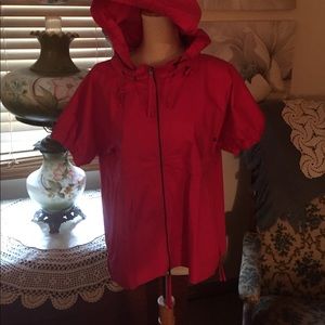Adrienne Vittadini short sleeve hooded jacket.