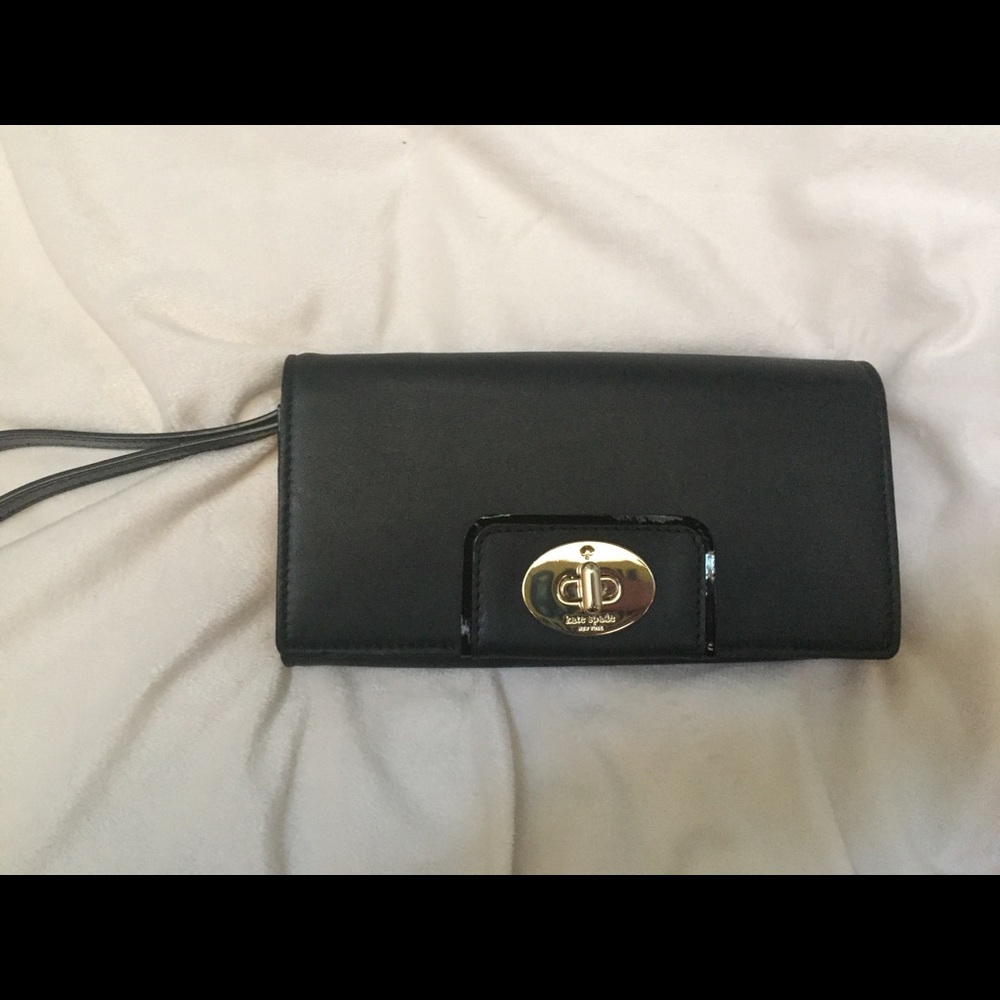 Kate Spade black wristlet clutch wallet