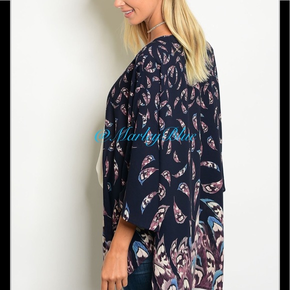 Buy2 Get 1 FREE!!⭐️ LAST ONE!! Navy Blue Kimono🇺🇸Size Small - Picture 2 of 5