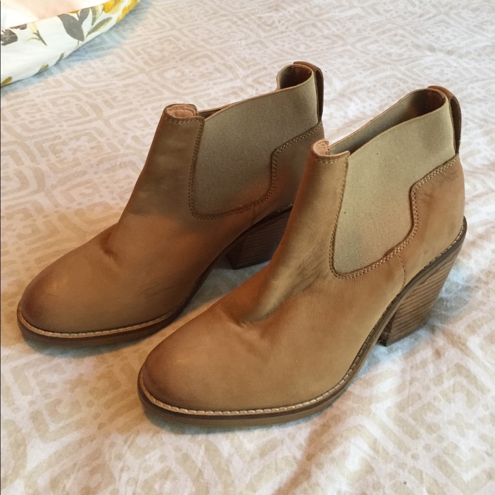 Leather tan booties