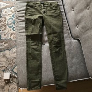 Army green straight leg jeans