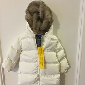NEW RALPH LAUREN INFANT DOWN BUNTING SNOWSUIT.