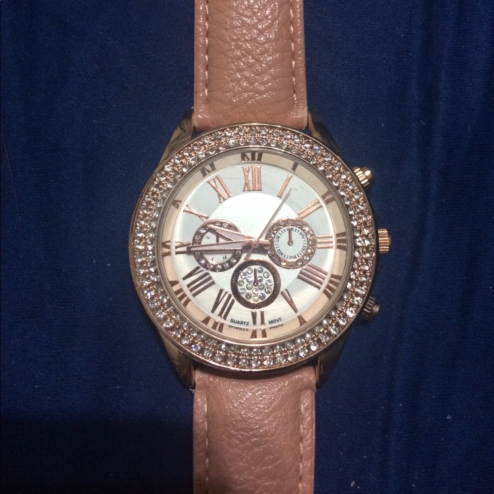 Gold and pink/mauve watch