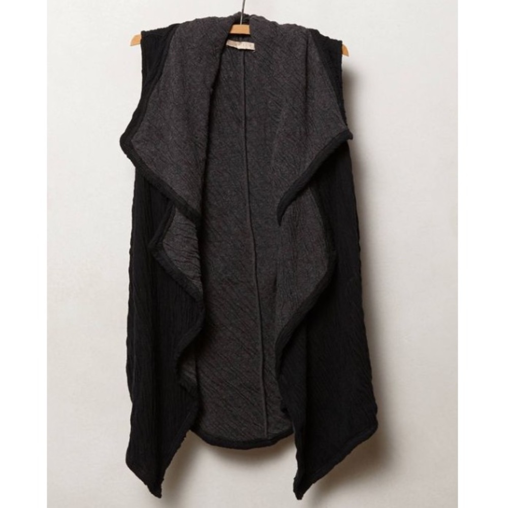 Anthropologie Bordeaux Binary Lapel Vest in Black