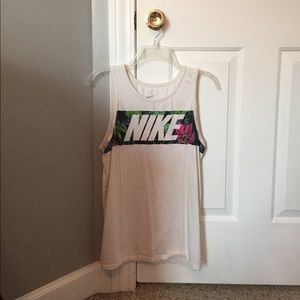 White Nike floral tank top