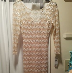 Knee length gold cocktail dress