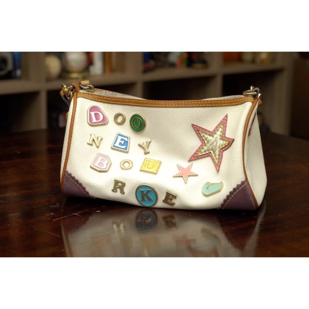 Dooney & Bourke White Leather Zip Top Handbag #2