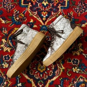 SOLD || QUPID - Pastel Purple Velvet Print Platform