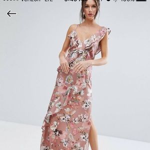 ASOS Floral Asymmetrical Ruffle Dress