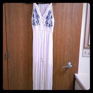 White maxi dress with embroidery