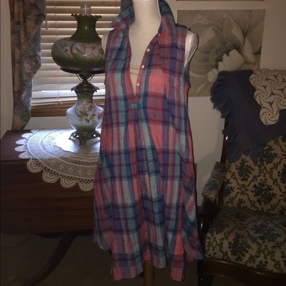 Plaid smock detail dress/slip from Anthropology