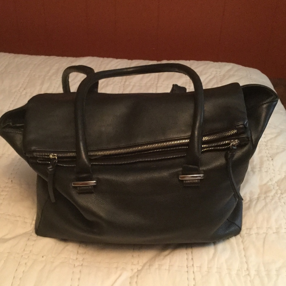 Black leather travel bag