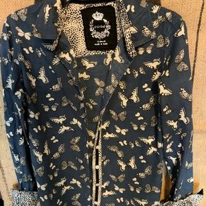 Butterfly blouse Navy blue with trim