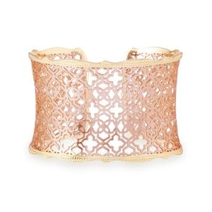 Candice Gold Cuff Bracelet In Rose Gold Filigree