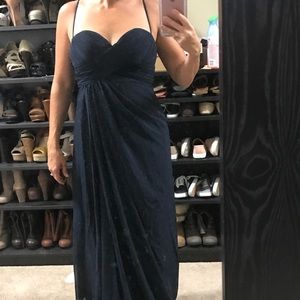 Floor length navy blue dress