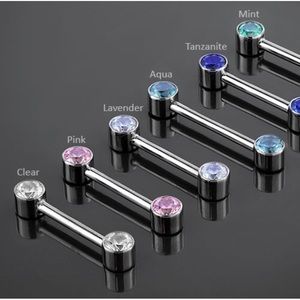 Titanium Forward Facing Bezel Gem Nipple Bar Set