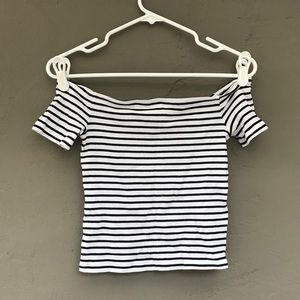 SOLD H&M striped short-sleeve crop top