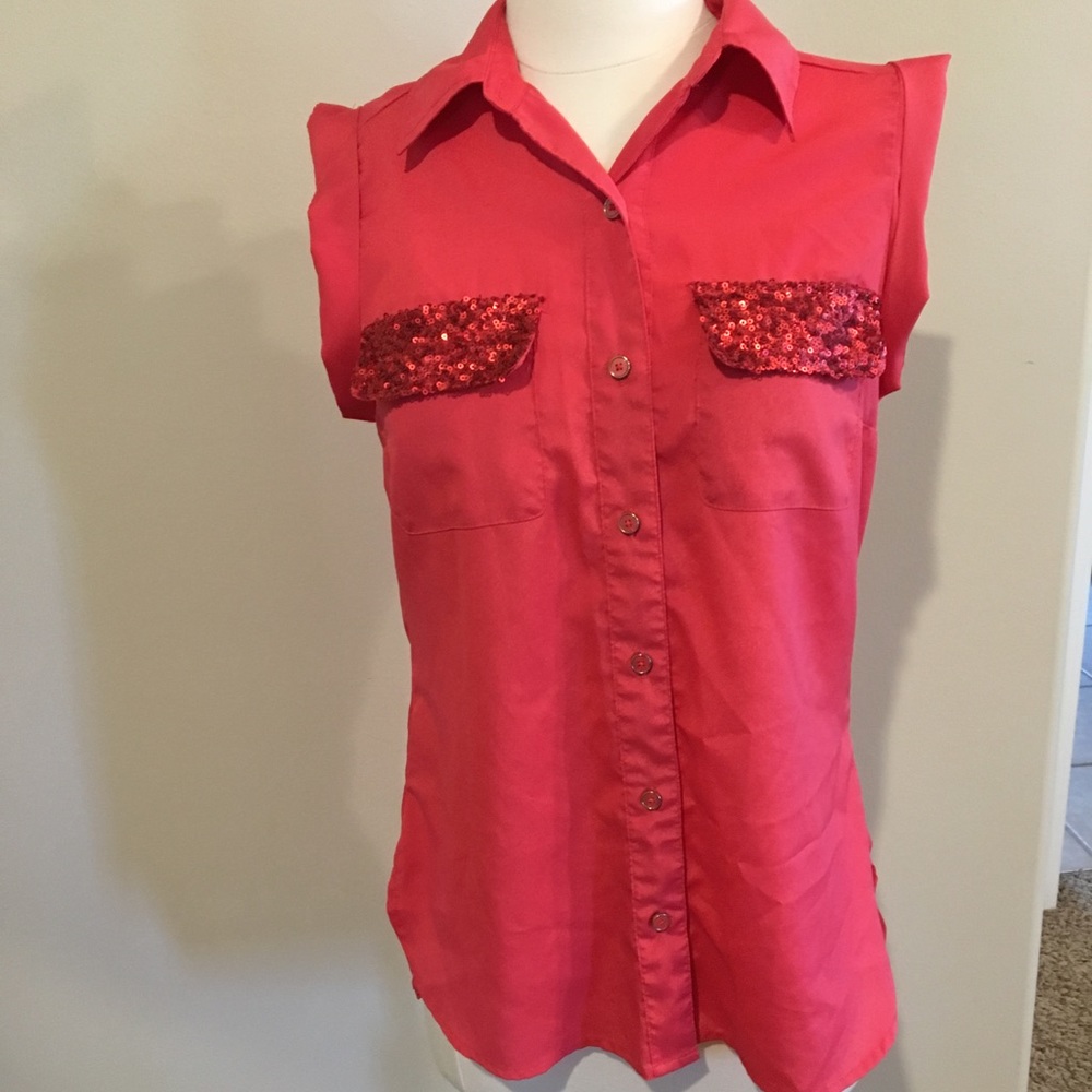 Small sequin pocketed Button up