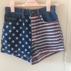 American Apparel American flag jean shorts