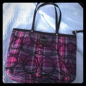 Coach Tartan purple Plaid purse