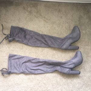 Grey over the knee boots