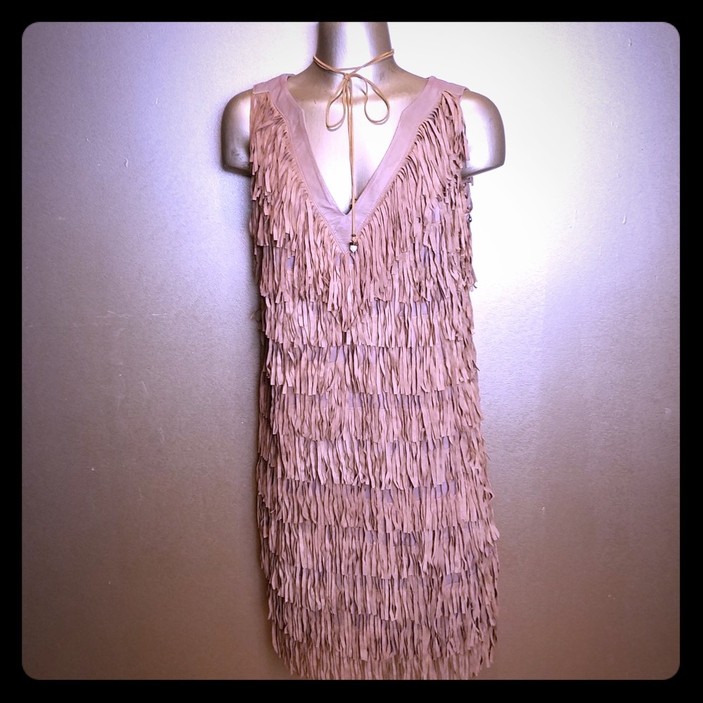 Fringe/leather dress