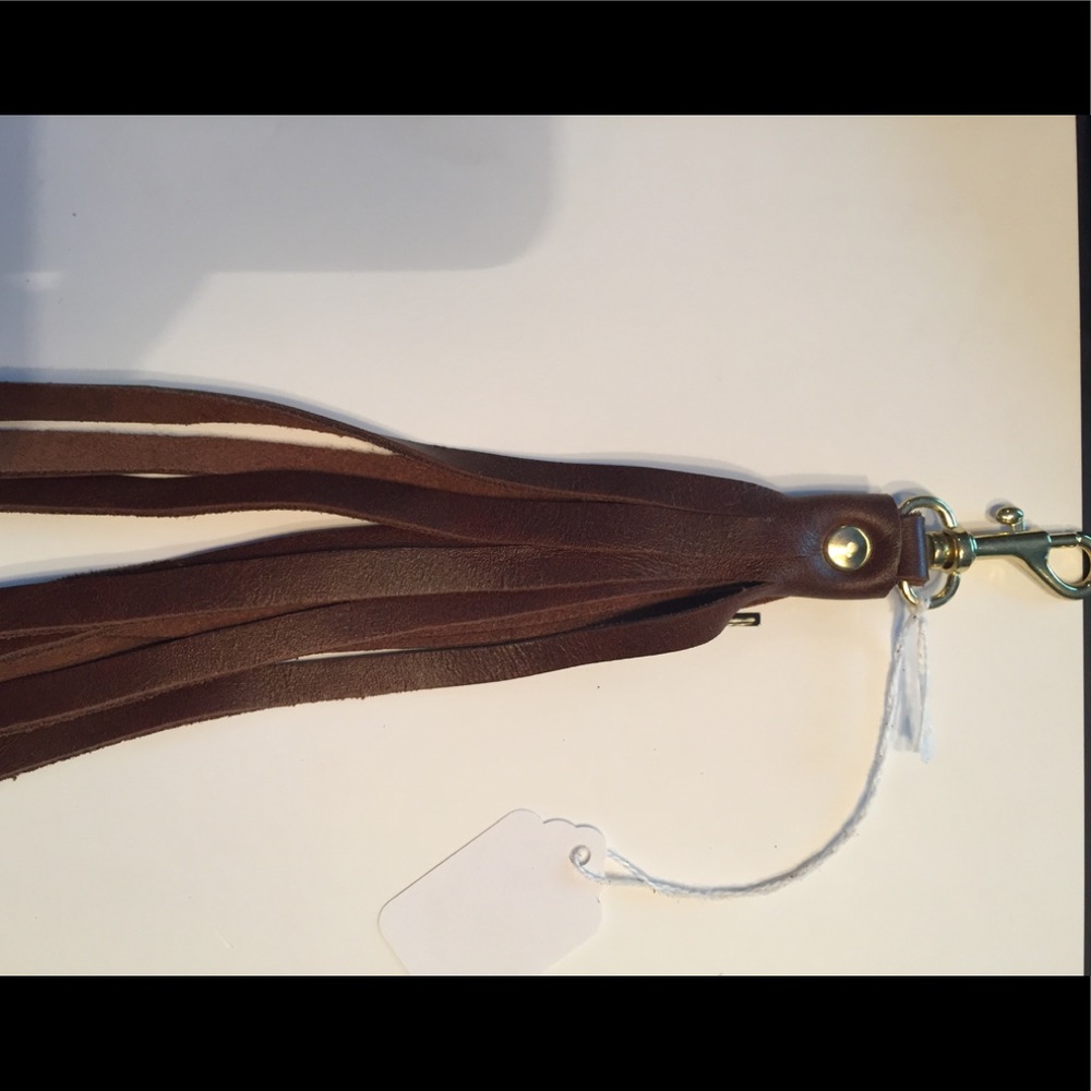 Handmade leather key chain .