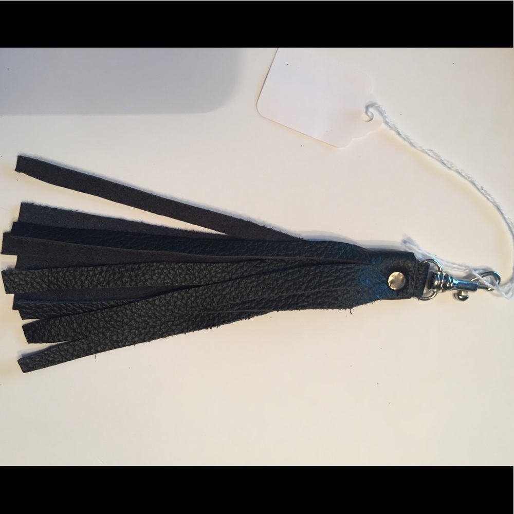 Handmade leather key chain .