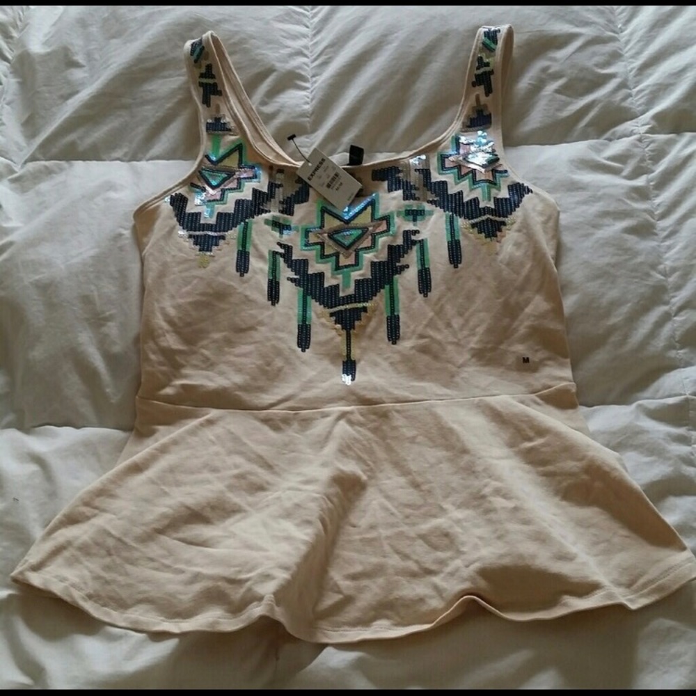 Peplum Sequin Express Tank Top