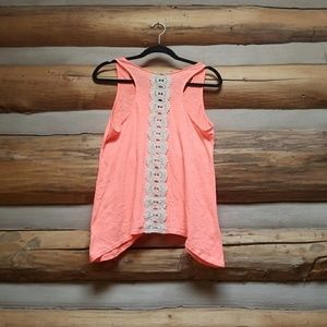 Pink flared tank with lace detailing GUC