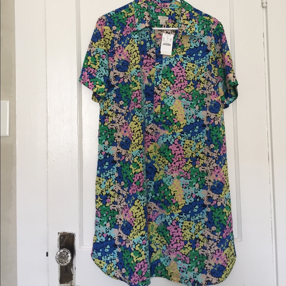 NWT Floral Jcrew J. Crew Shirtdress 14 *firm*