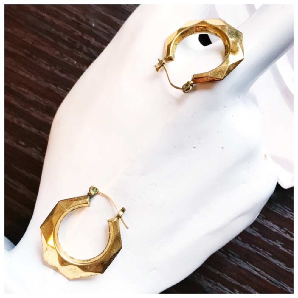 . {VINTAGE} Creole hoop earrings EUC hexagon
