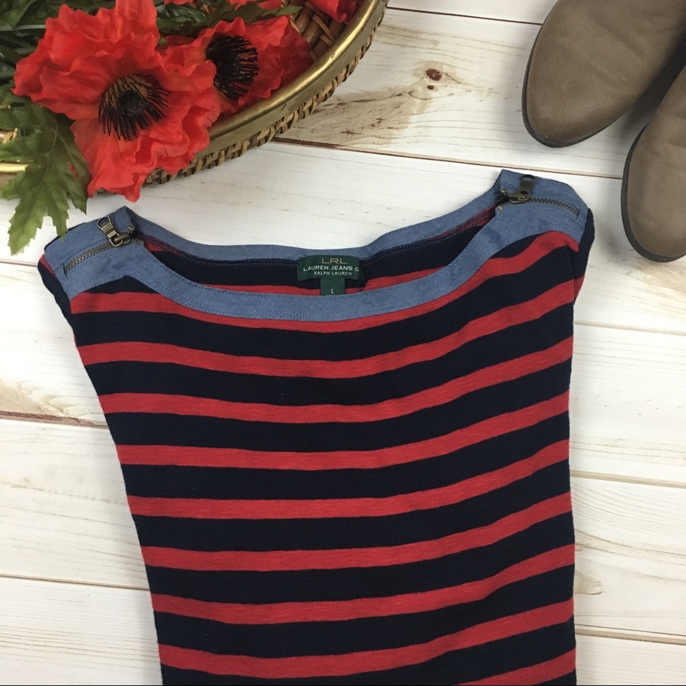 ⬇️$16 Ralph Lauren LRL Blue & Red Stripe Bateau L