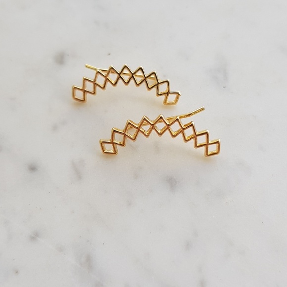 Geometric Diamond Climbers Earrings - Picture 2 of 8