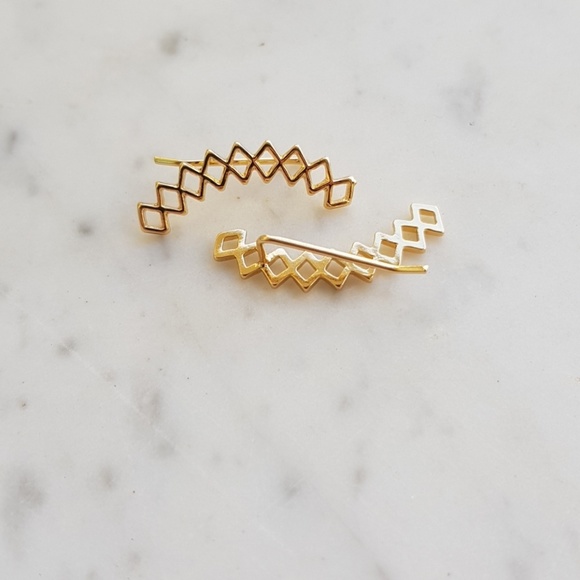 Geometric Diamond Climbers Earrings - Picture 3 of 8