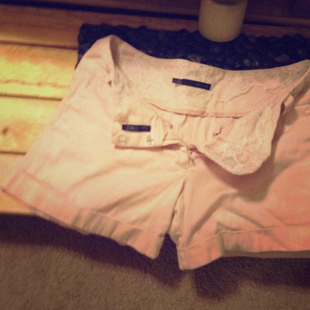 Pink lace, hemmed short!