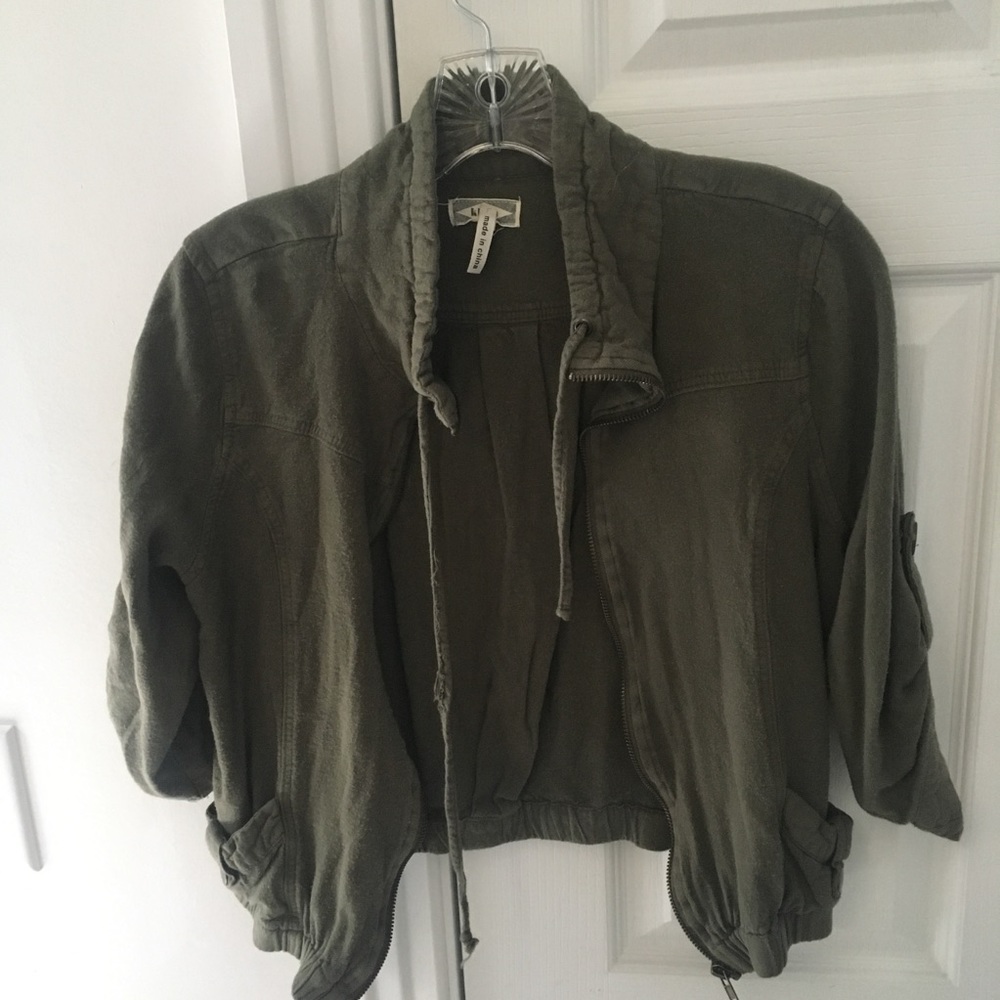 Army green zip up jacket