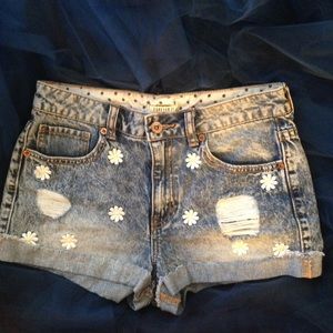 Forever 21 High Waist Daisy Denim Shorts