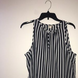 Navy and white striped blouse