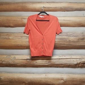LOFT short sleeved orange cardigan GUC