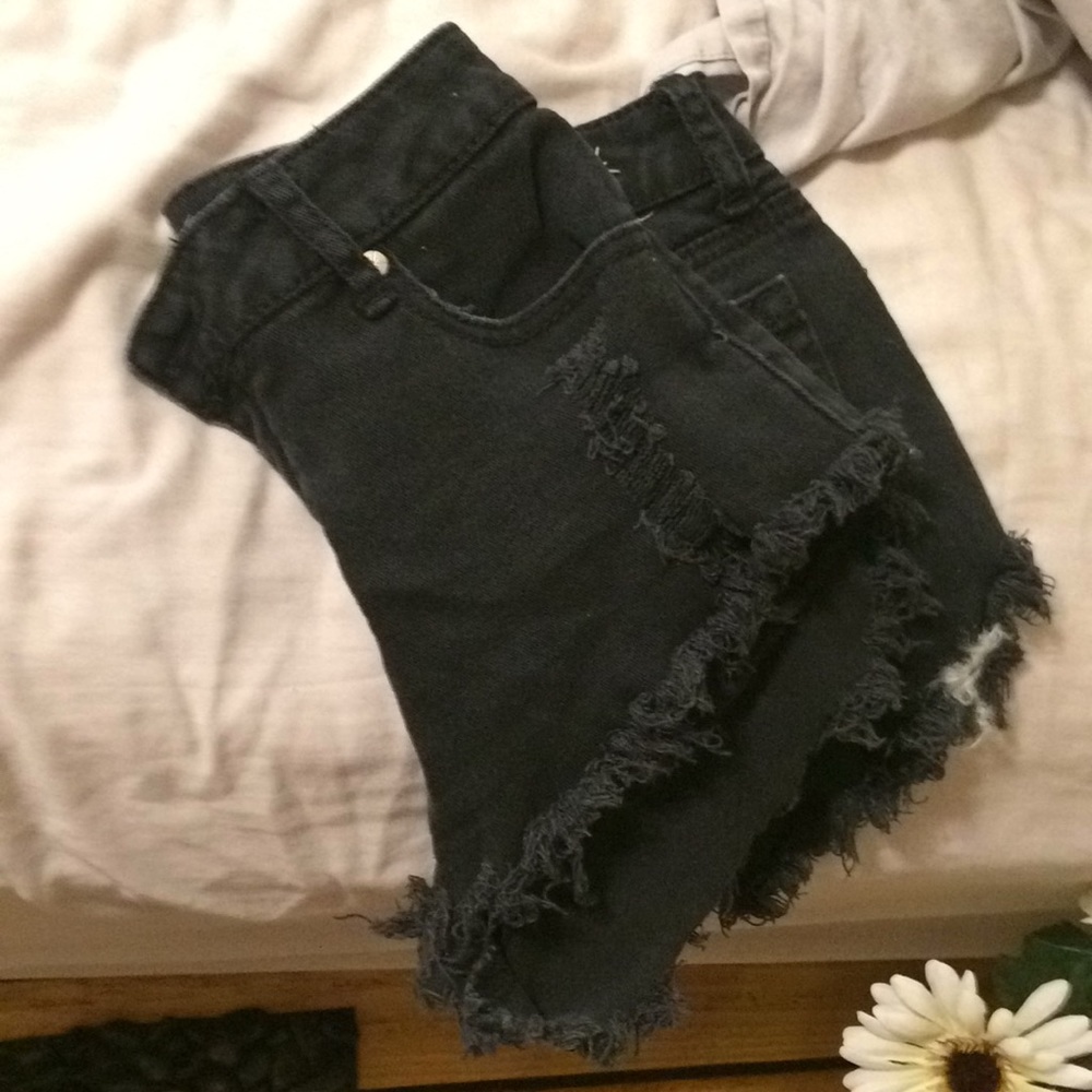 Black jean shorts