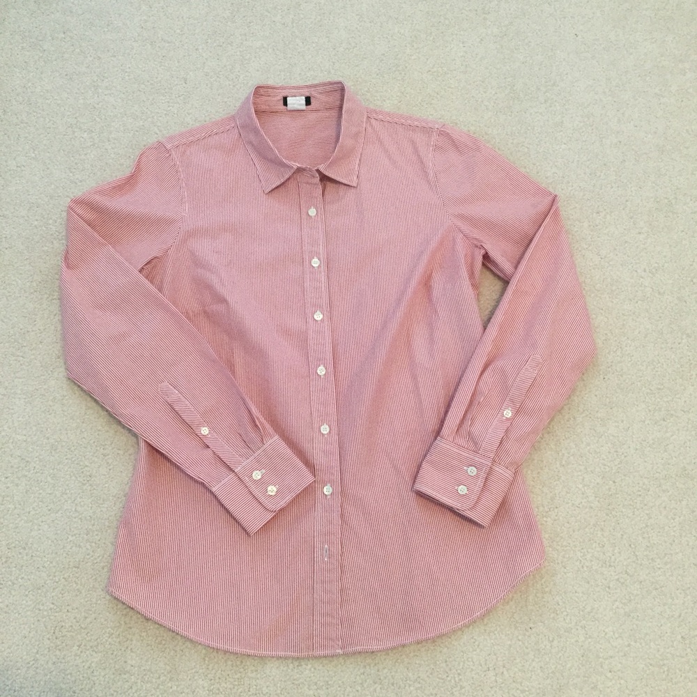 J.Crew red&white perfect shirt S