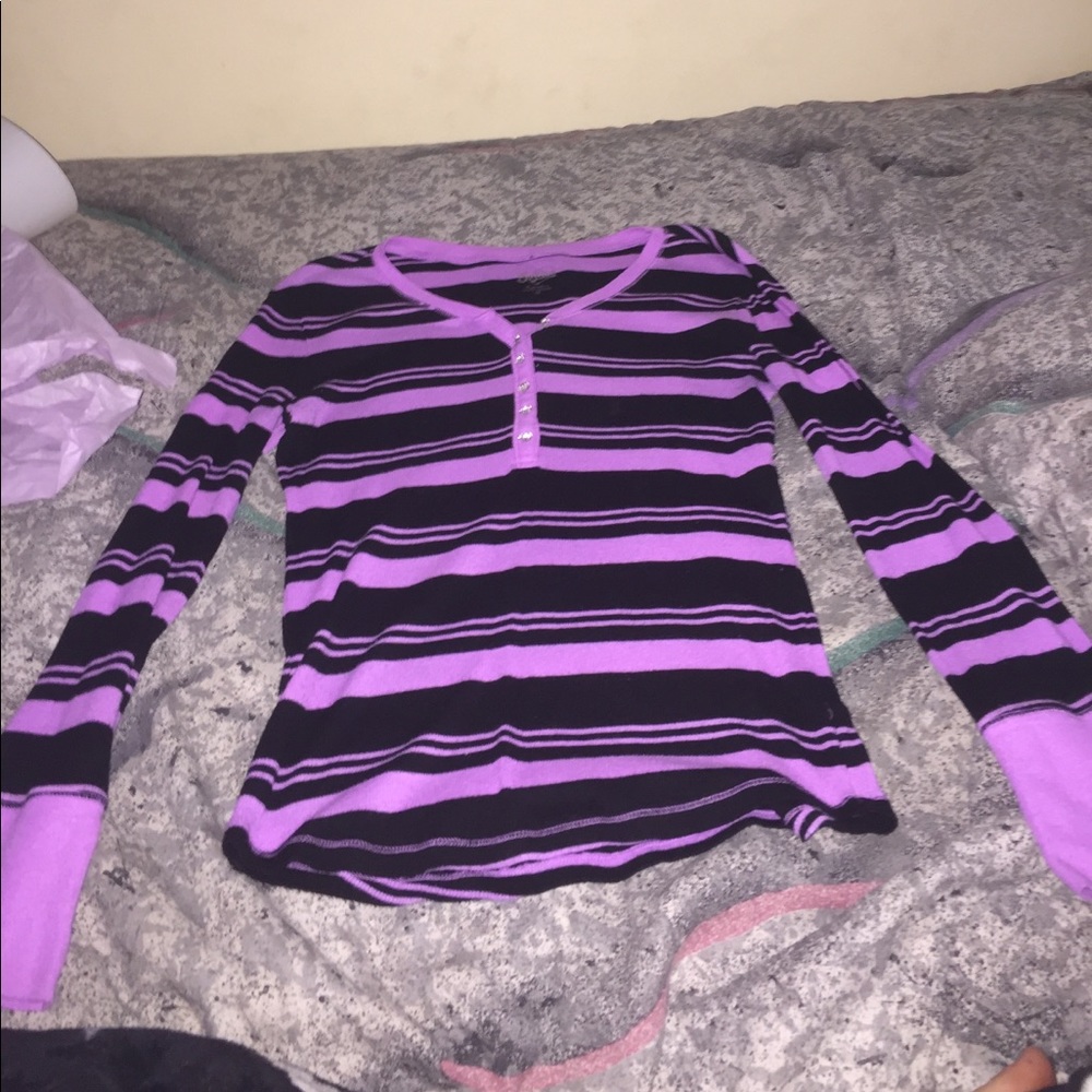 Purple and black striped long sleeve