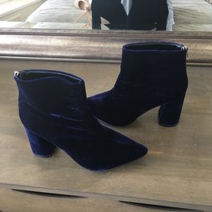 Blue Velvet Booties -Size 7 New