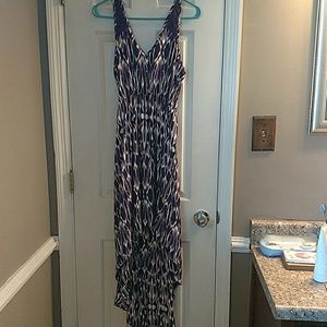 Purple pattern high low dress