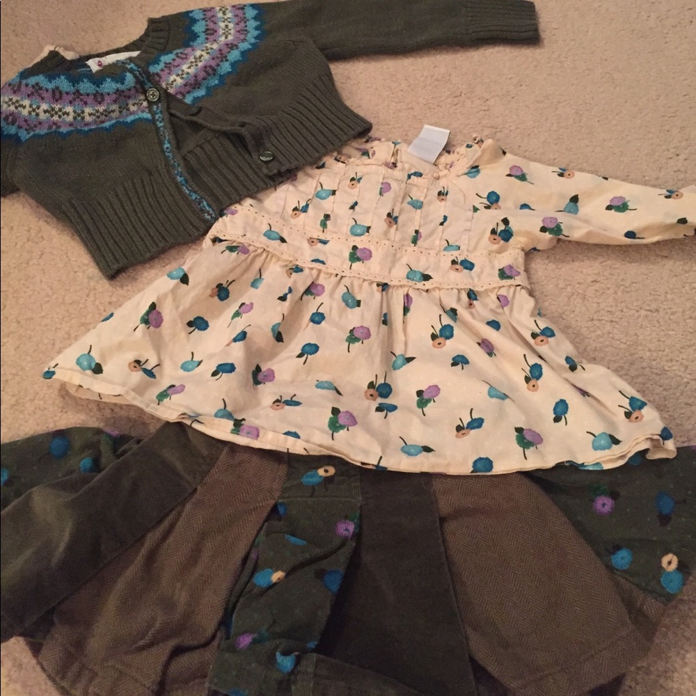 3 pcs. Sweater, shirt and skirt w/ diaper cover