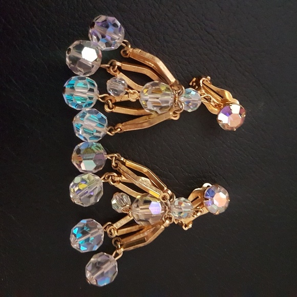 Antique Crystals Cover Gold Earrings - Picture 2 of 2
