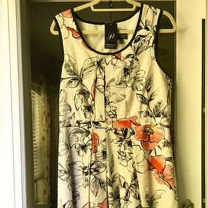 Adriana Papell Embossed Floral Dress with Pockets