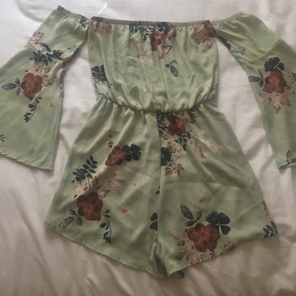off the shoulder floral romper