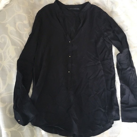 Black Zara blouse with gold buttons - Picture 1 of 3